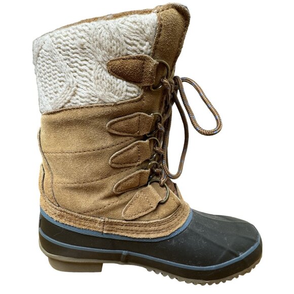 Khombu Womens Insulated Duck Snow Boots Size 6M Leather Cozy Winter Footwear - Picture 9 of 11